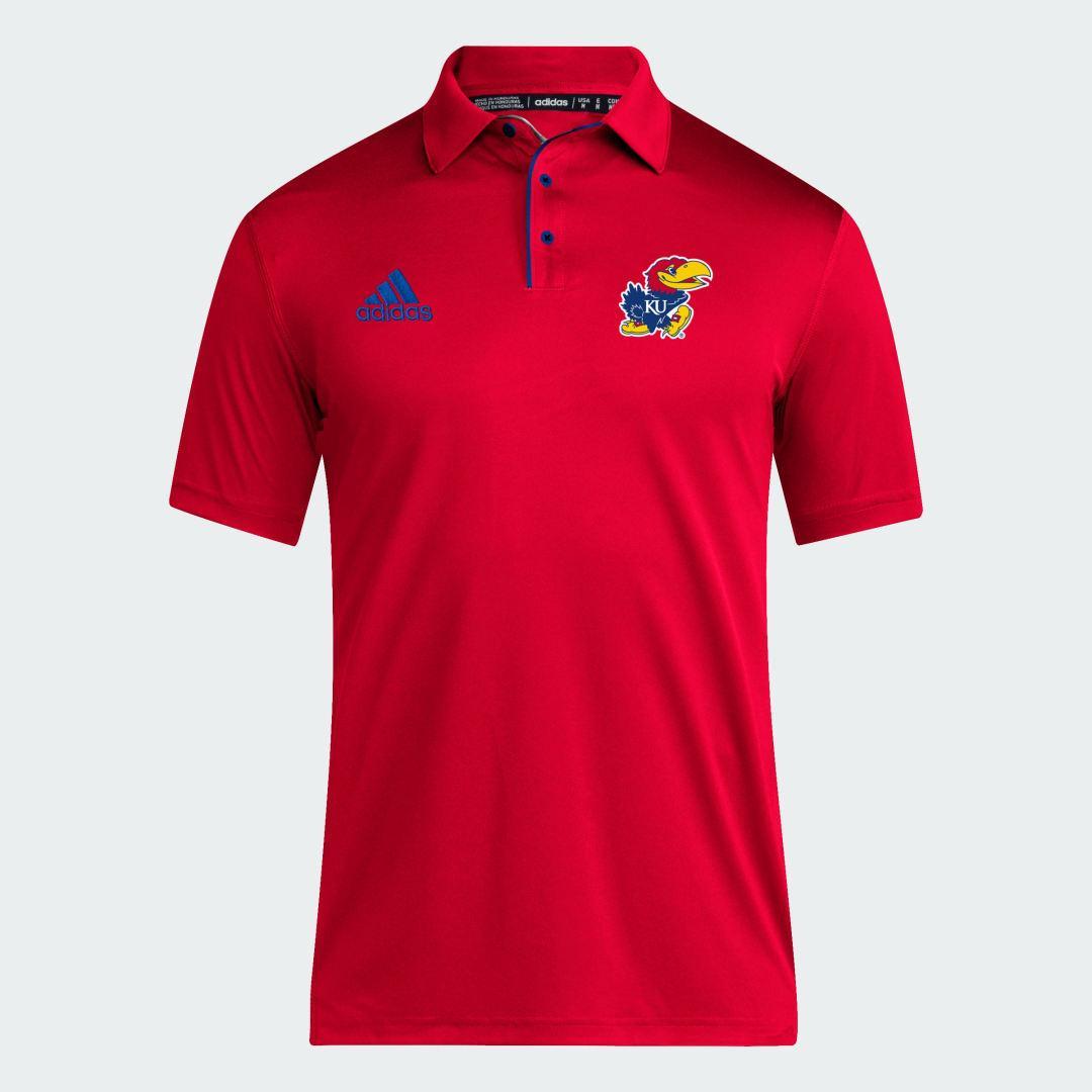 adidas KU Coach Fashion Short Sleeve Polo Shirt Royal Blue L Mens Product Image