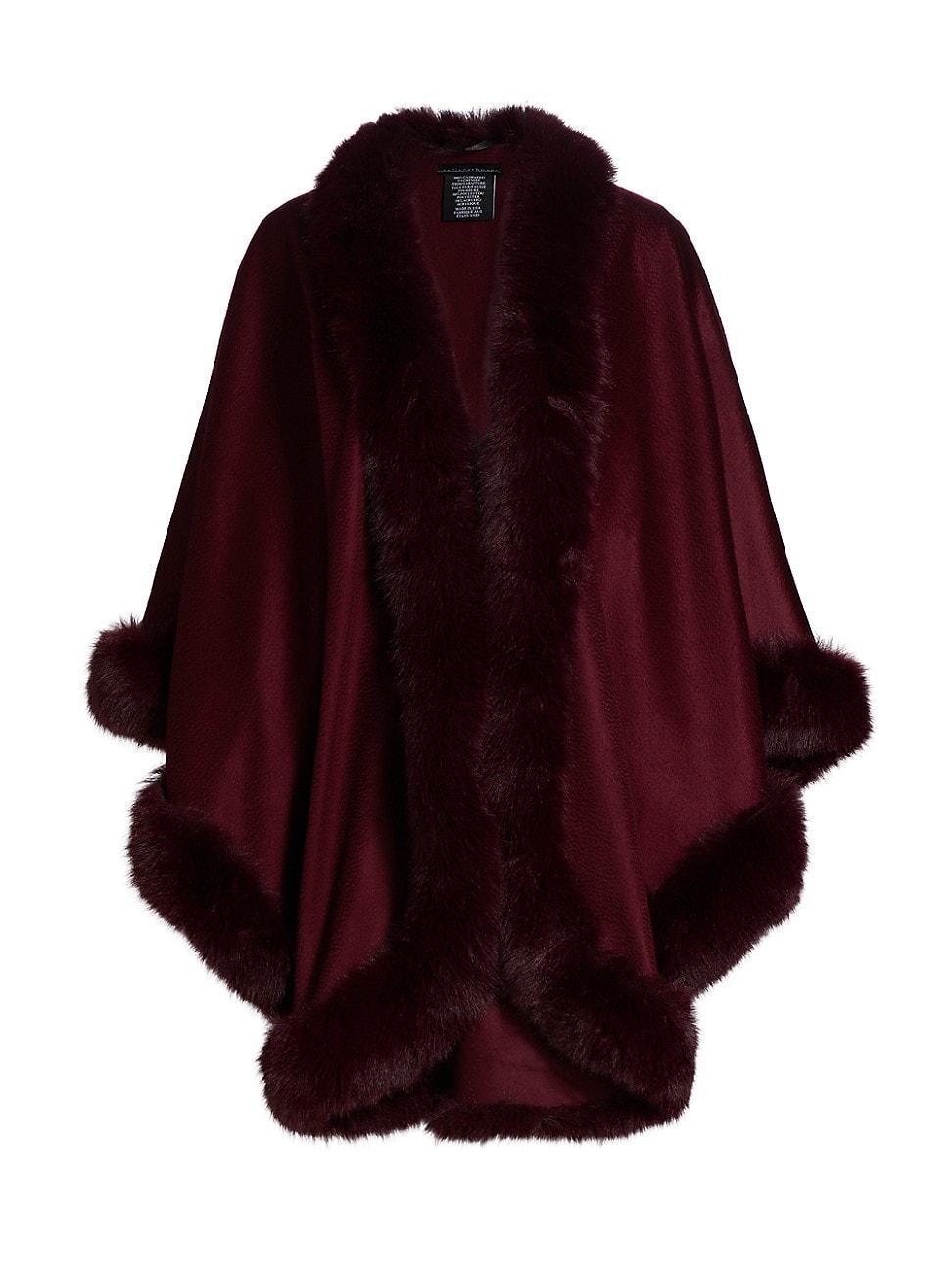 Cashmere Cape With Faux Fur Trim Product Image