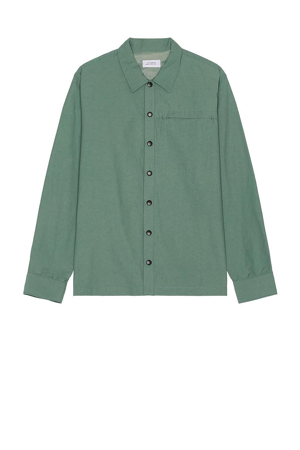 SATURDAYS NYC Ryan Utility Long Sleeve Shirt in Green Product Image