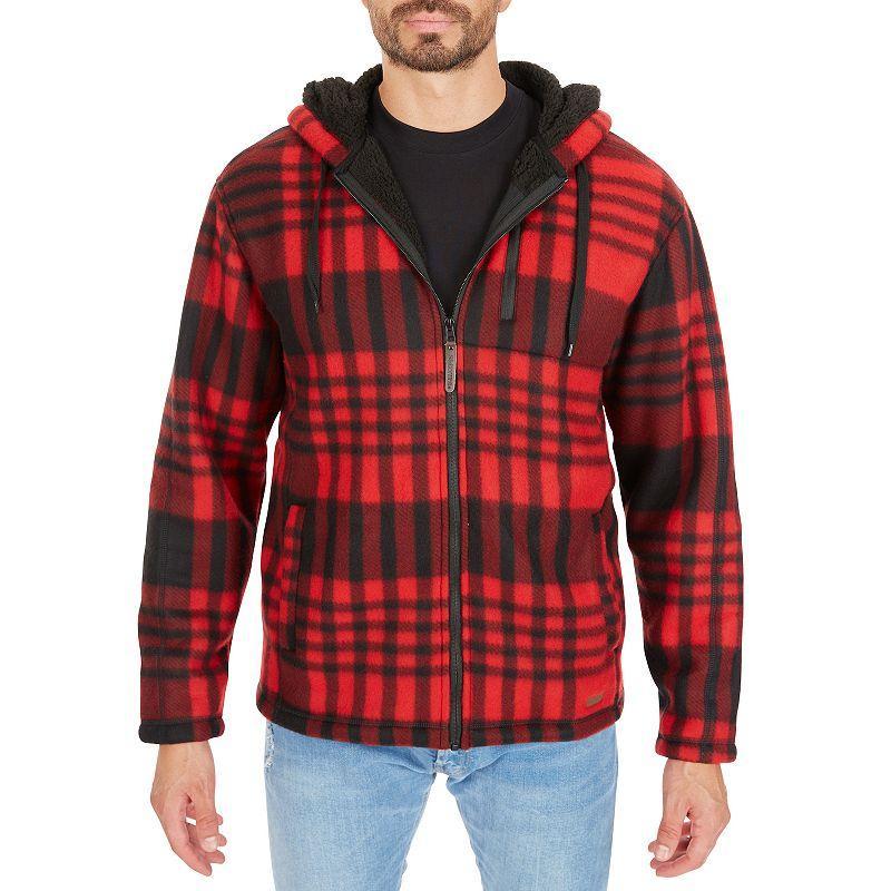 Mens Smiths Workwear Butter-Sherpa Lined Plaid Hooded Jacket Blue Gray Product Image