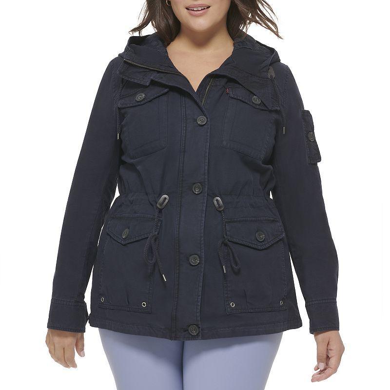 Plus Size Levis Hooded Cotton Anorak Jacket, Womens Black Product Image