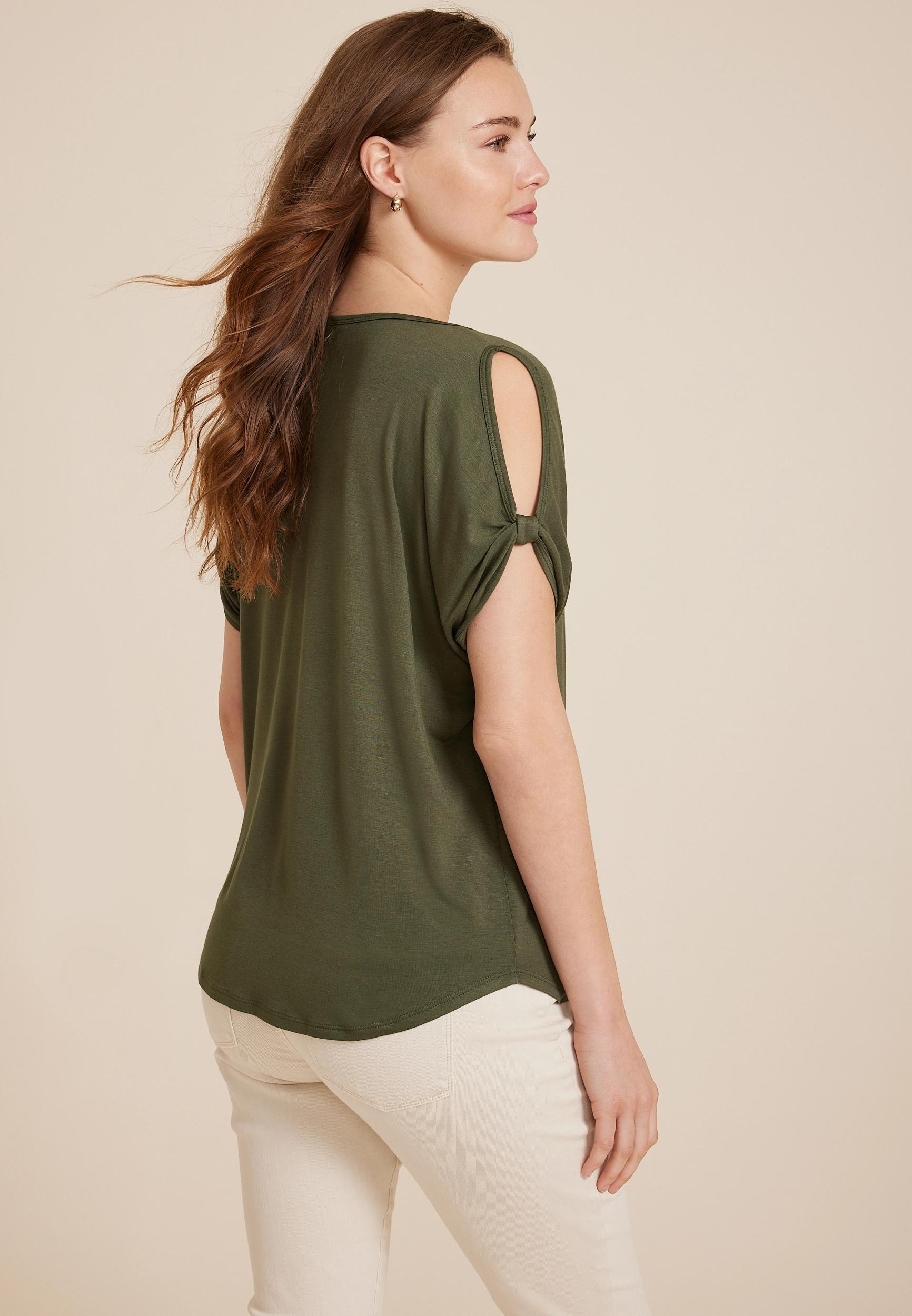 Cold Shoulder Short Sleeve Tee Product Image