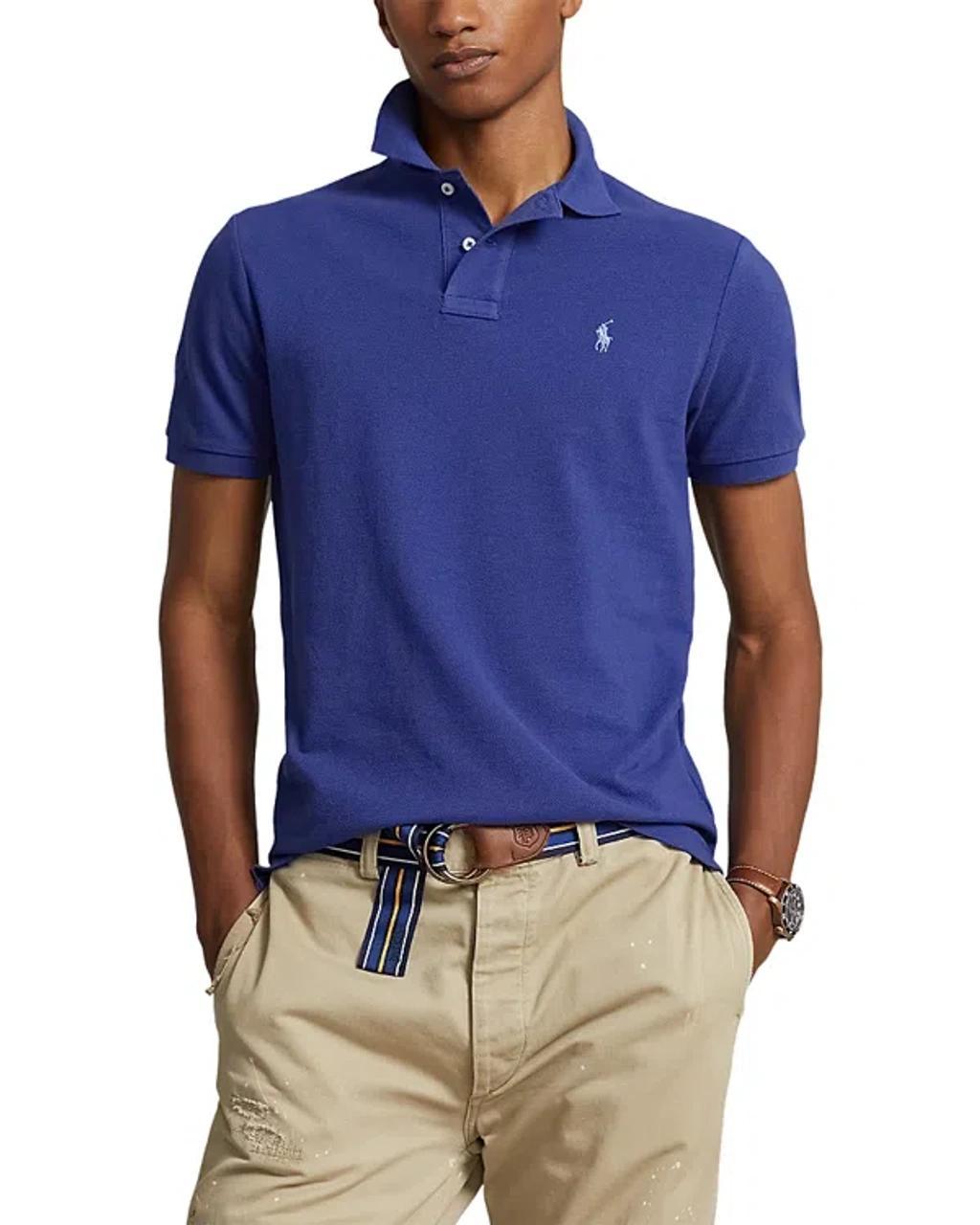 Custom Slim Fit Printed Mesh Polo Shirt In Beach Royal Product Image