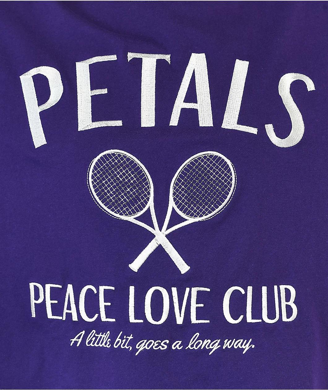 Petals by Petals and Peacocks Peace Love Tennis Purple Crop T-Shirt Product Image