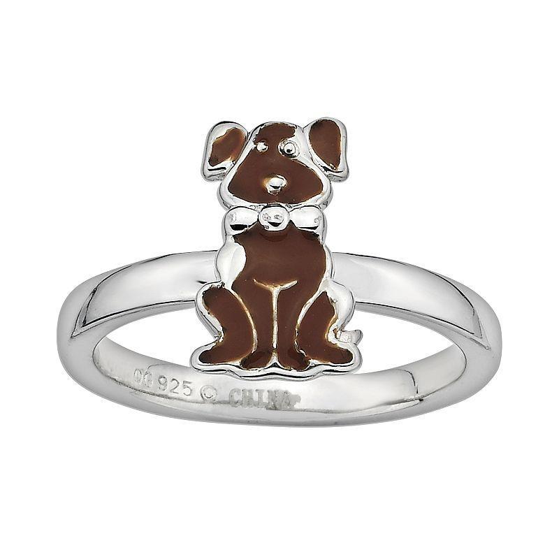 Stacks & Stones Sterling Silver Brown Enamel Dog Stack Ring, Womens Product Image