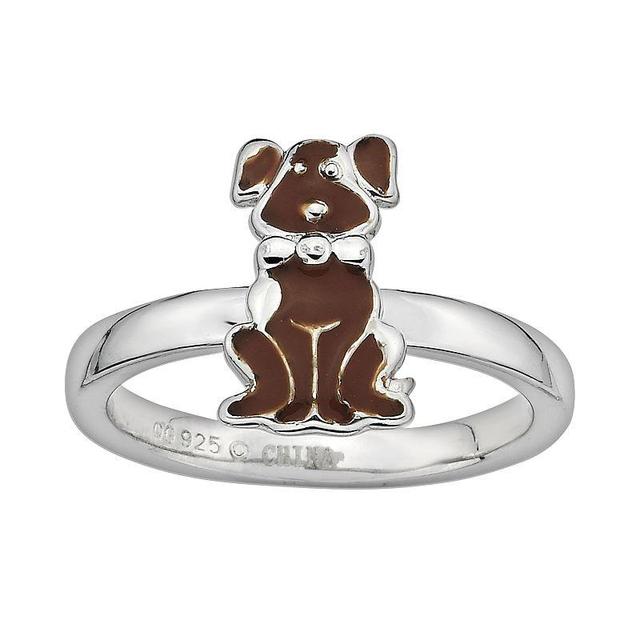 Stacks & Stones Sterling Silver Brown Enamel Dog Stack Ring, Womens Grey Product Image