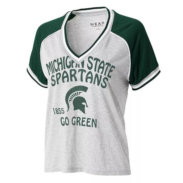 Womens NCAA Michigan State Spartans Throwback Raglan V-Neck T-Shirt Product Image