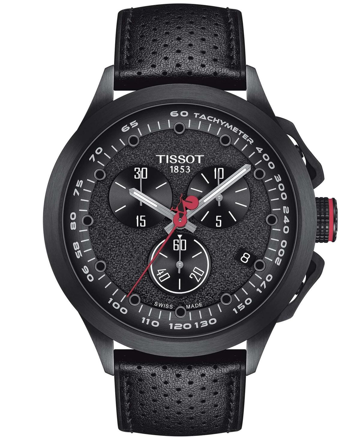 Tissot Mens Swiss Chronograph T-Race Cycling Giro dItalia Black Leather Strap Watch 45mm Product Image