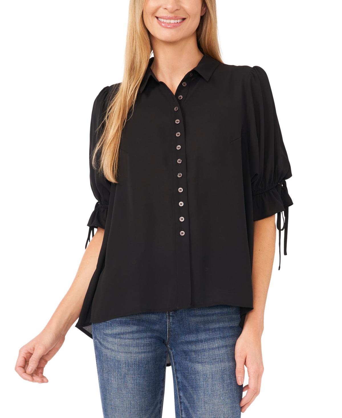 CeCe Womens High-Low Flowy Collared Button-Down Blouse Product Image