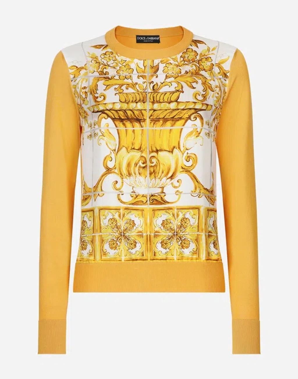 DOLCE & GABBANA Majolica Silk Sweater In Print product image