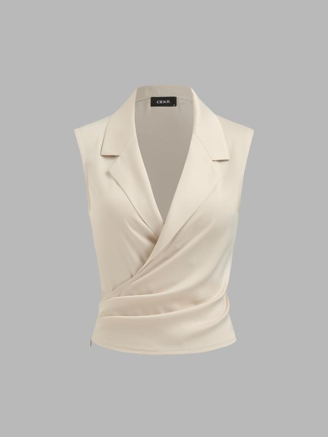 Collar Solid Ruched Blazer Vest Product Image