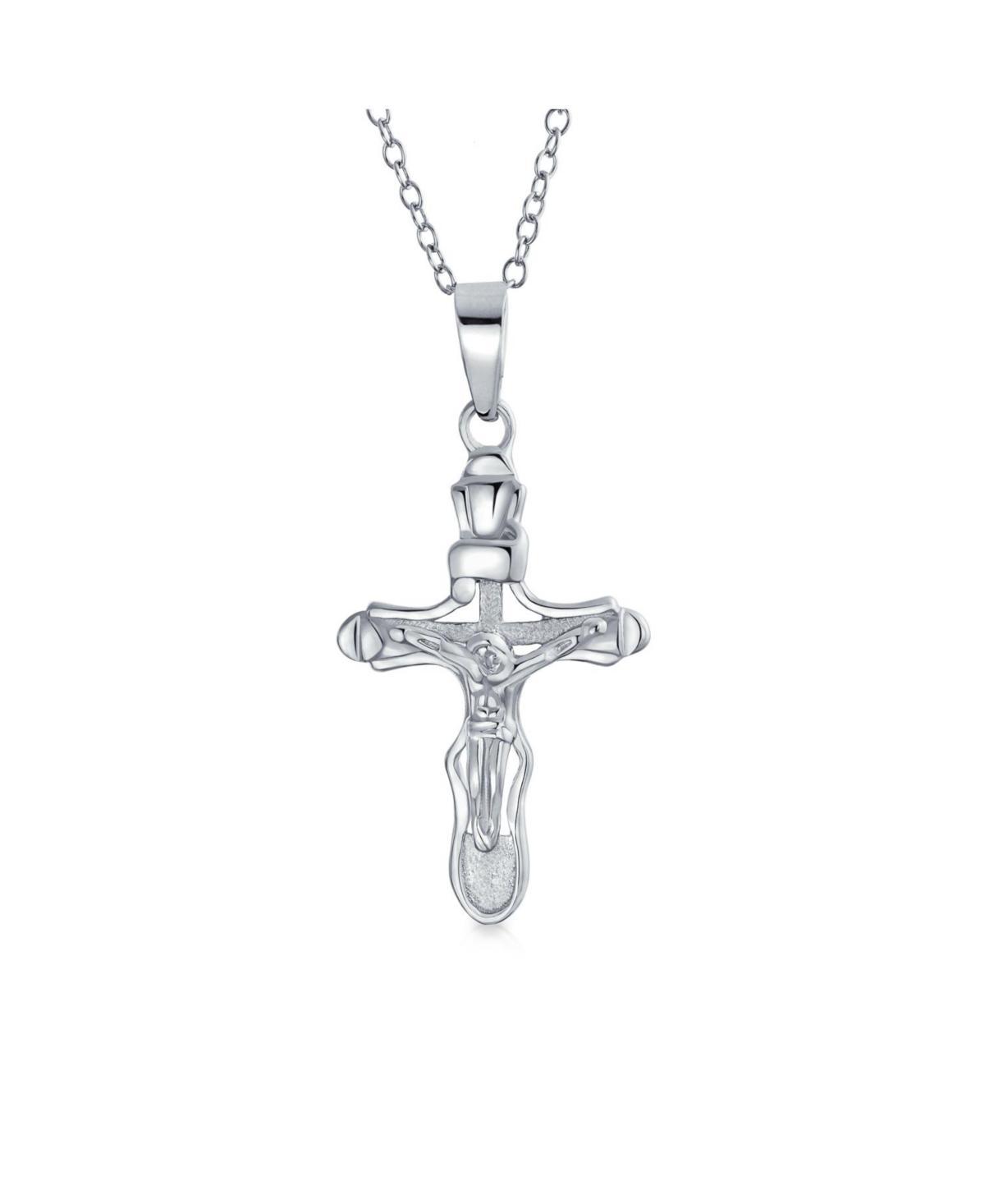 Bling Jewelry Christian Catholic Religious Jewelry Traditional Jesus Crucifix Cross Necklace Pendant For Women For Teen Unisex .925 Sterling Ma Product Image