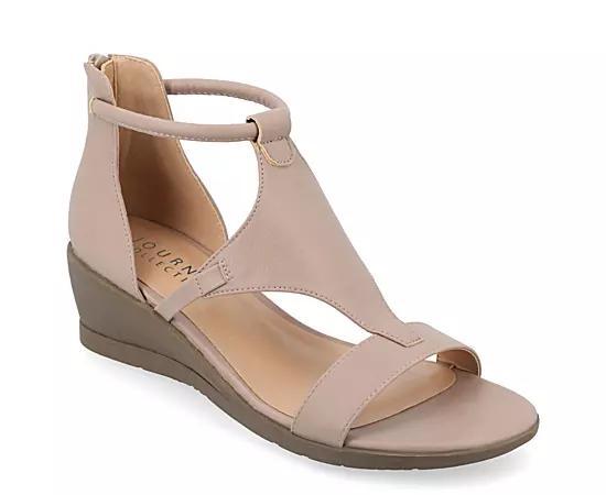 Journee Collection Trayle Womens Wedge Sandals Brown Product Image