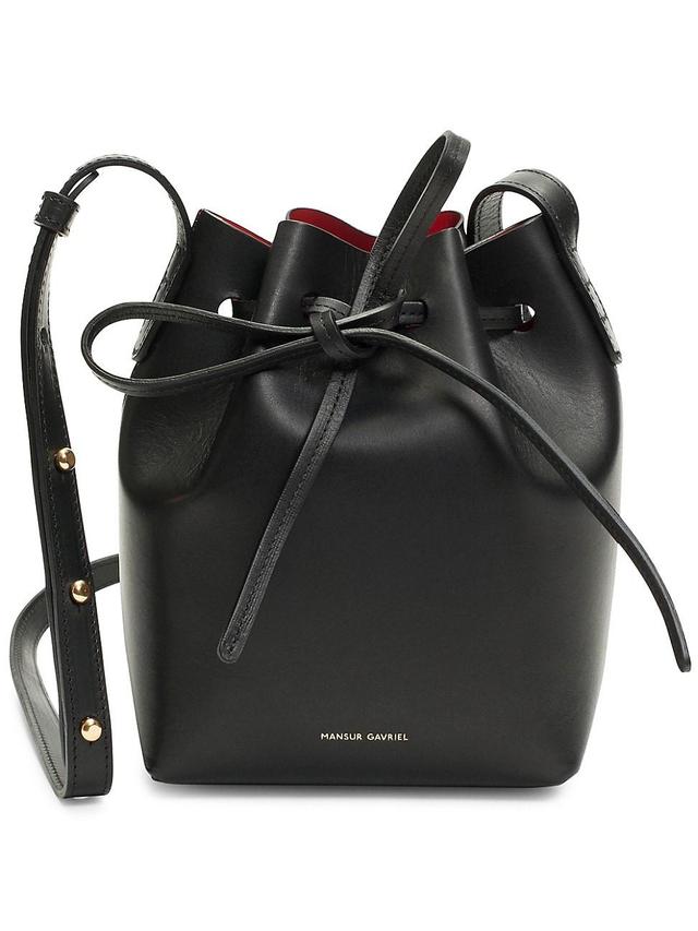 Womens Mini Leather Bucket Bag Product Image