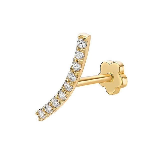 Lila Moon 14k Gold Cubic Zirconia Curved Bar Cartilage Earring, Womens, Yellow Product Image