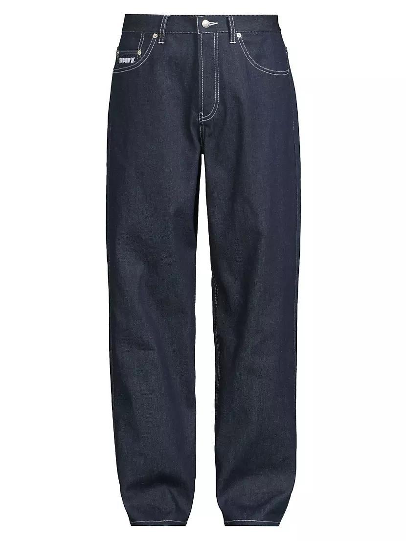 Raw-Denim Wide-Leg Jeans Product Image