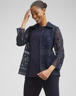 Chico's Women's Wrinkle-Free Travelers Lace Organza Jacket Product Image