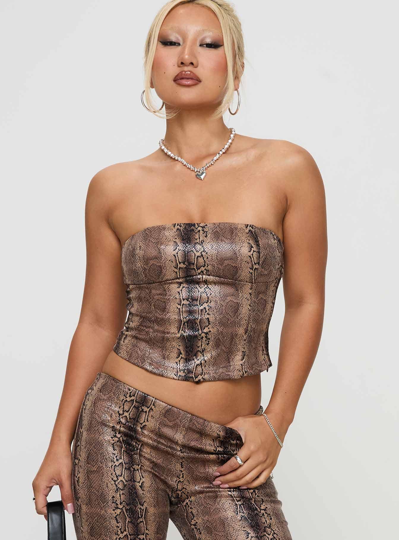 Kinniya Strapless Top Brown Multi Product Image