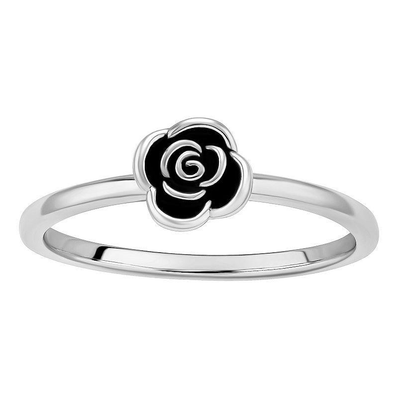 PRIMROSE Sterling Silver Rose Band Ring, Womens Product Image