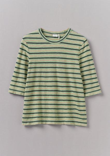 Cleo Stripe Cotton Half Sleeve Tee | Sage Product Image