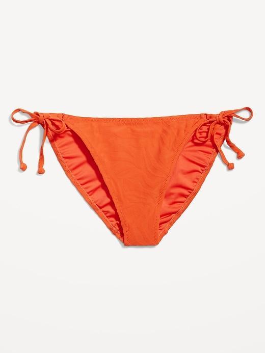 Mid-Rise Textured String Bikini Swim Bottoms Product Image