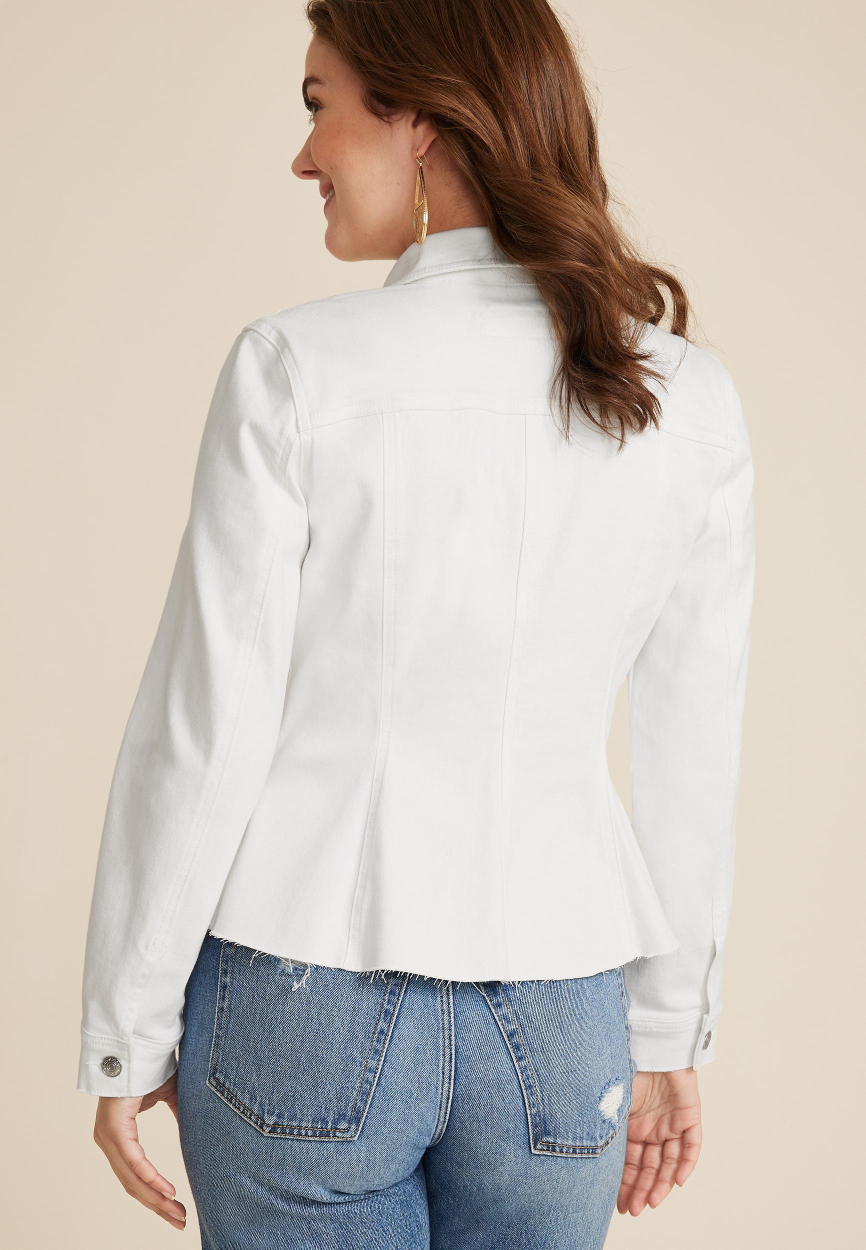 White Cinched Denim Jacket Product Image