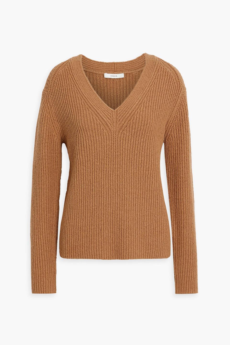 Cashmere Blend Ribbed Mock Neck Sweater In Beech Product Image