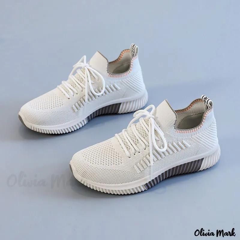 Olivia Mark – Running Shoes with Breathable Mesh Upper and Woven Flyknit for Casual Athletic Wear Product Image