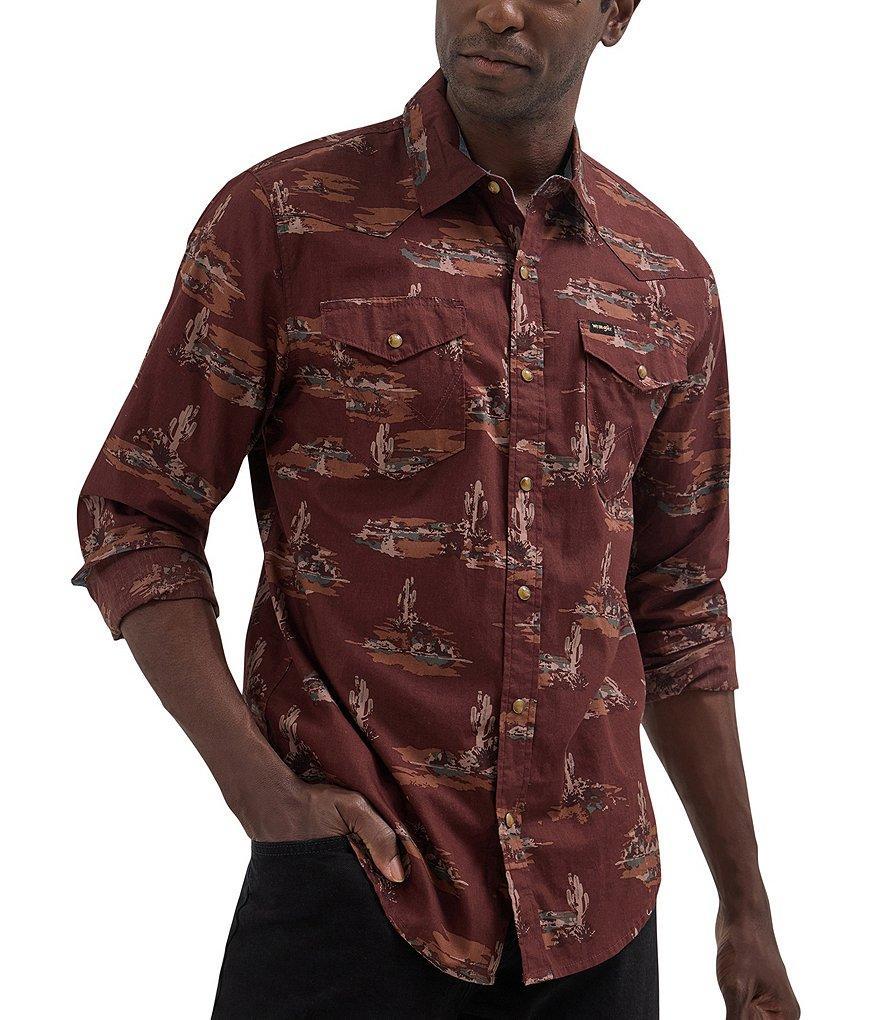 Wrangler® Long Sleeve Scenic Desert Printed Woven Poplin Shirt Product Image