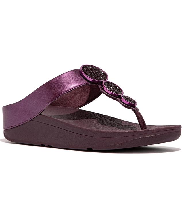 FitFlop Womens Halo Bead-Circle Metallic Toe-Post Sandals Product Image