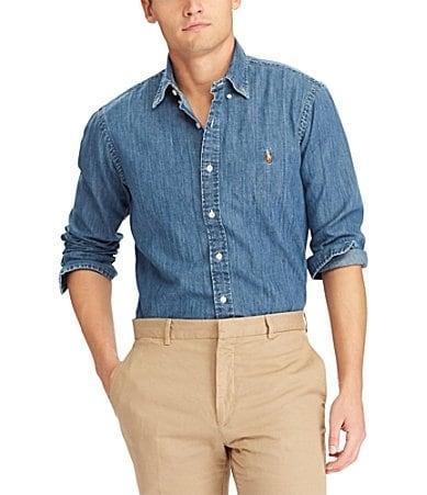 Mens Classic-Fit Denim Shirt Product Image