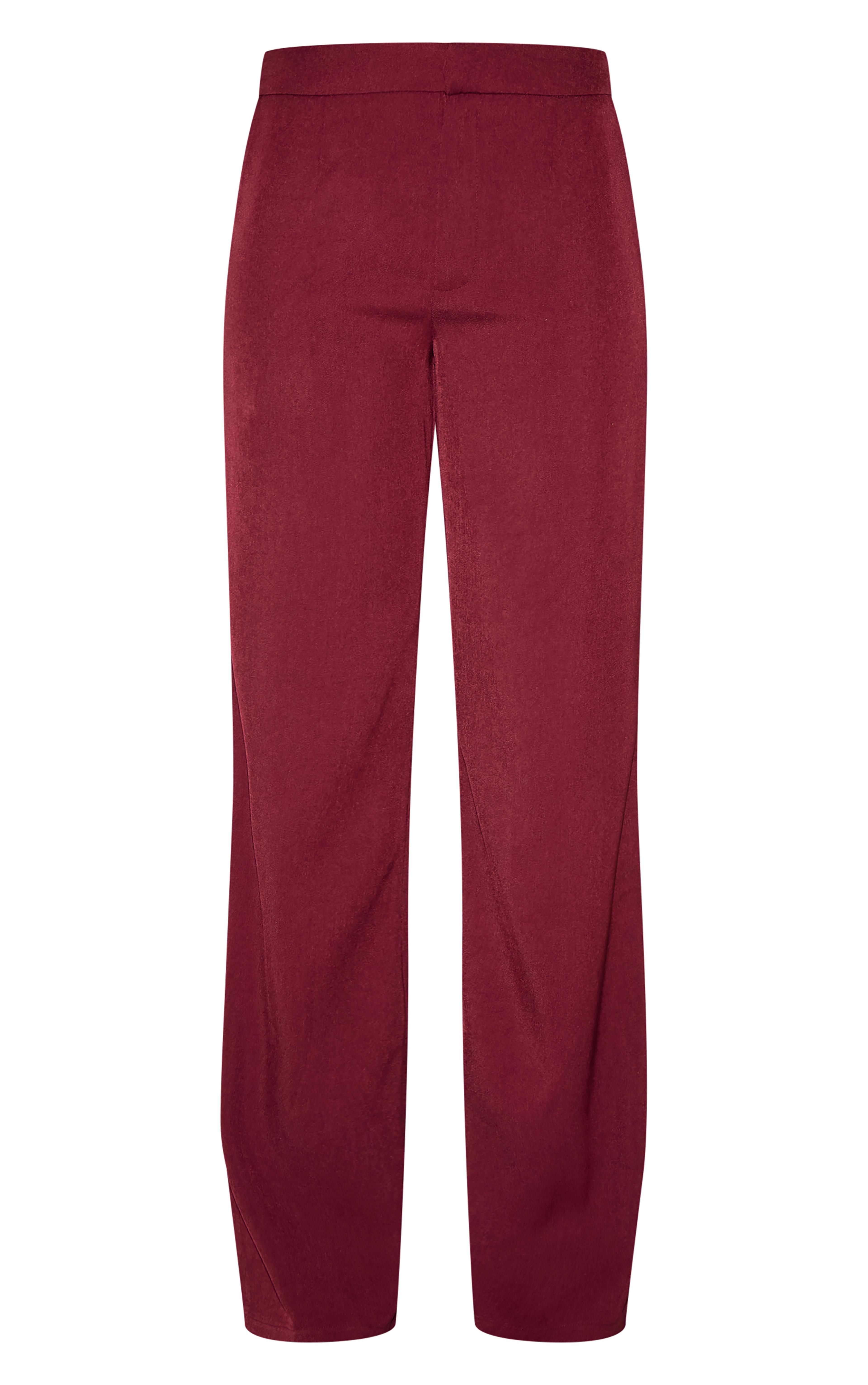  Burgundy Tailored Straight Leg Pants Product Image