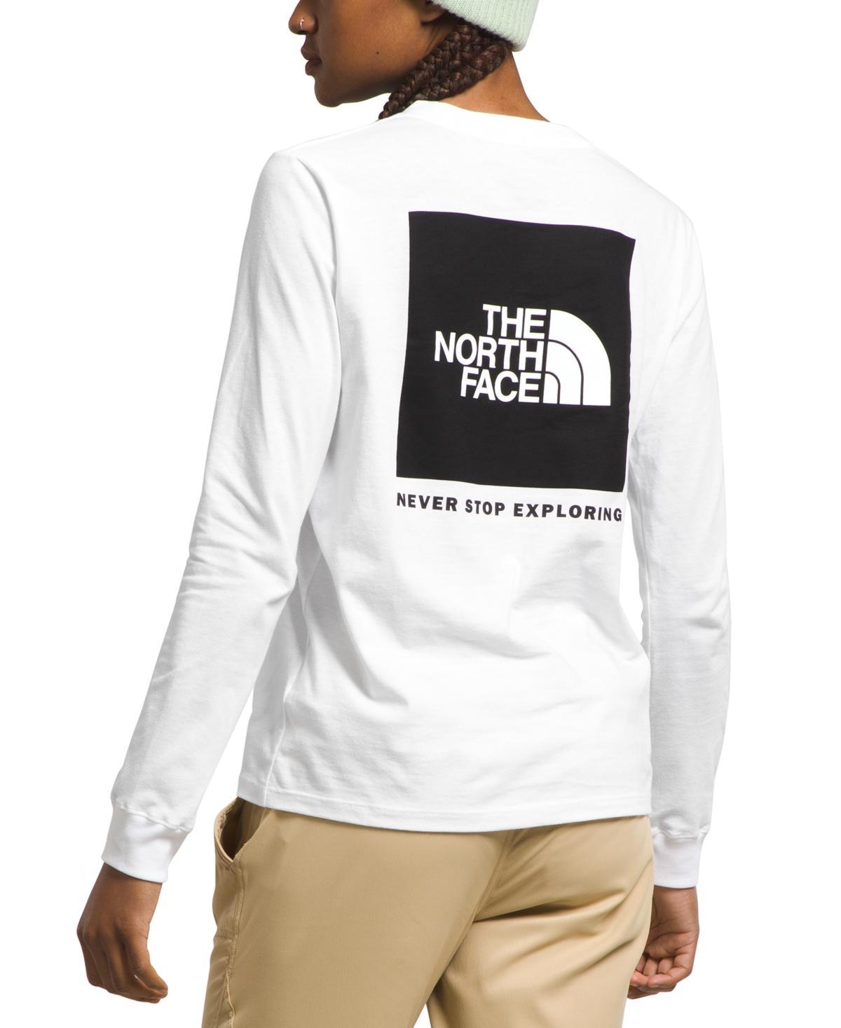 The North Face Womens Long-Sleeve Box Logo T-Shirt - Tnf Light Grey Heather Product Image