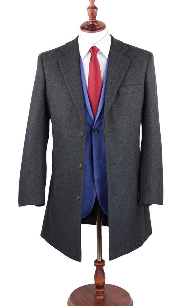 Charcoal Wool Slim Fit 2 Button Top Coat Product Image