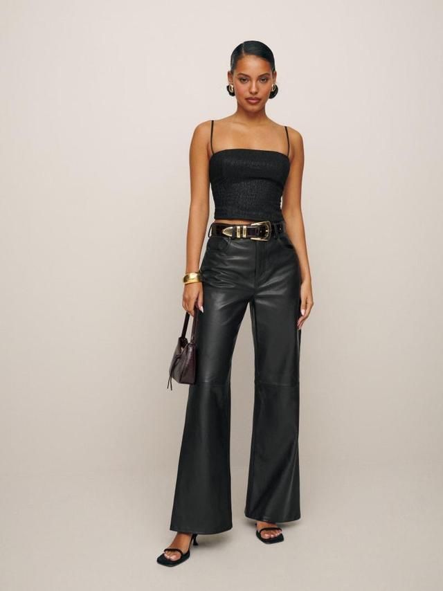 Petites Veda Kennedy Wide Leg Leather Pant Product Image