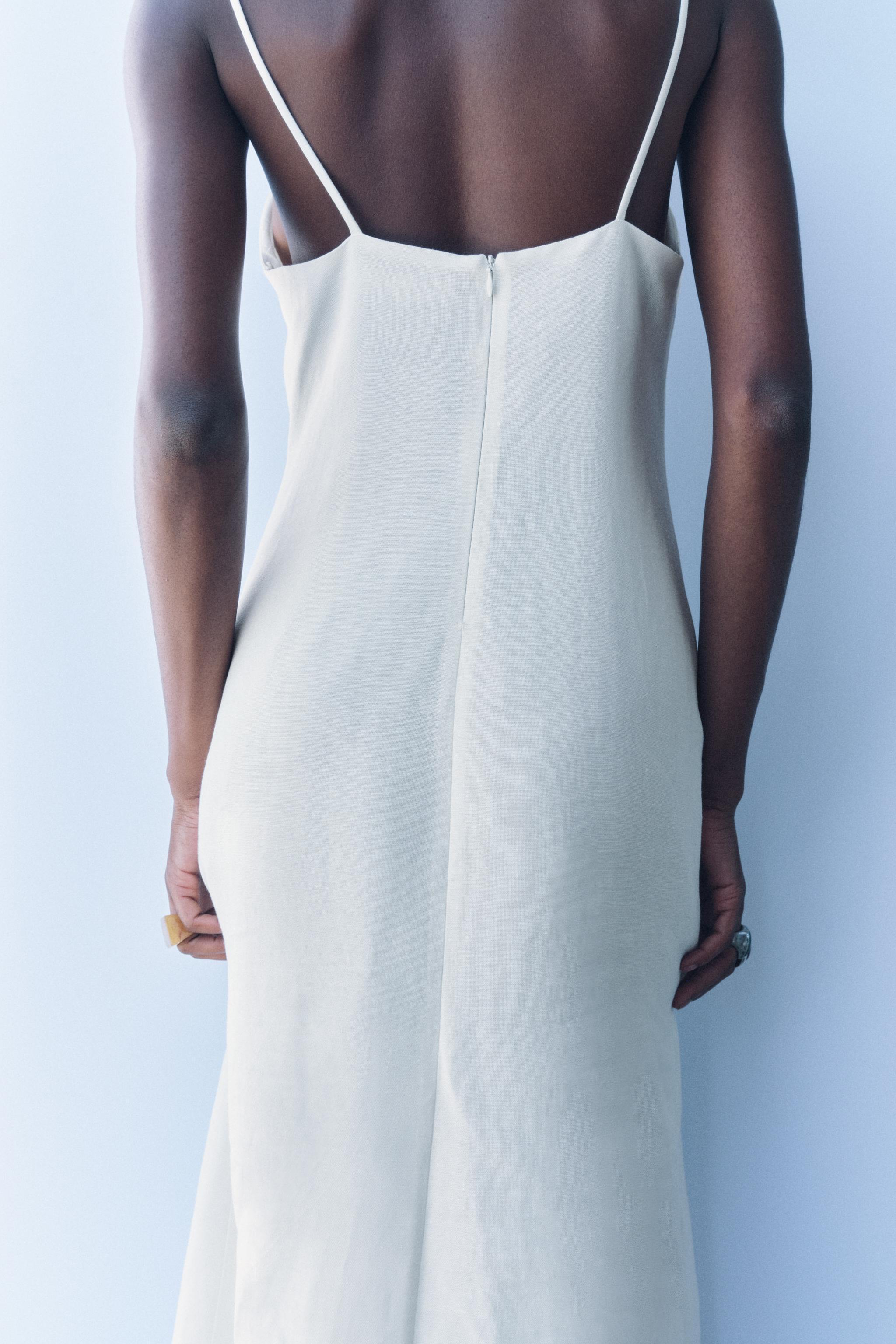 LINEN BLEND MIDI DRESS ZW COLLECTION Product Image