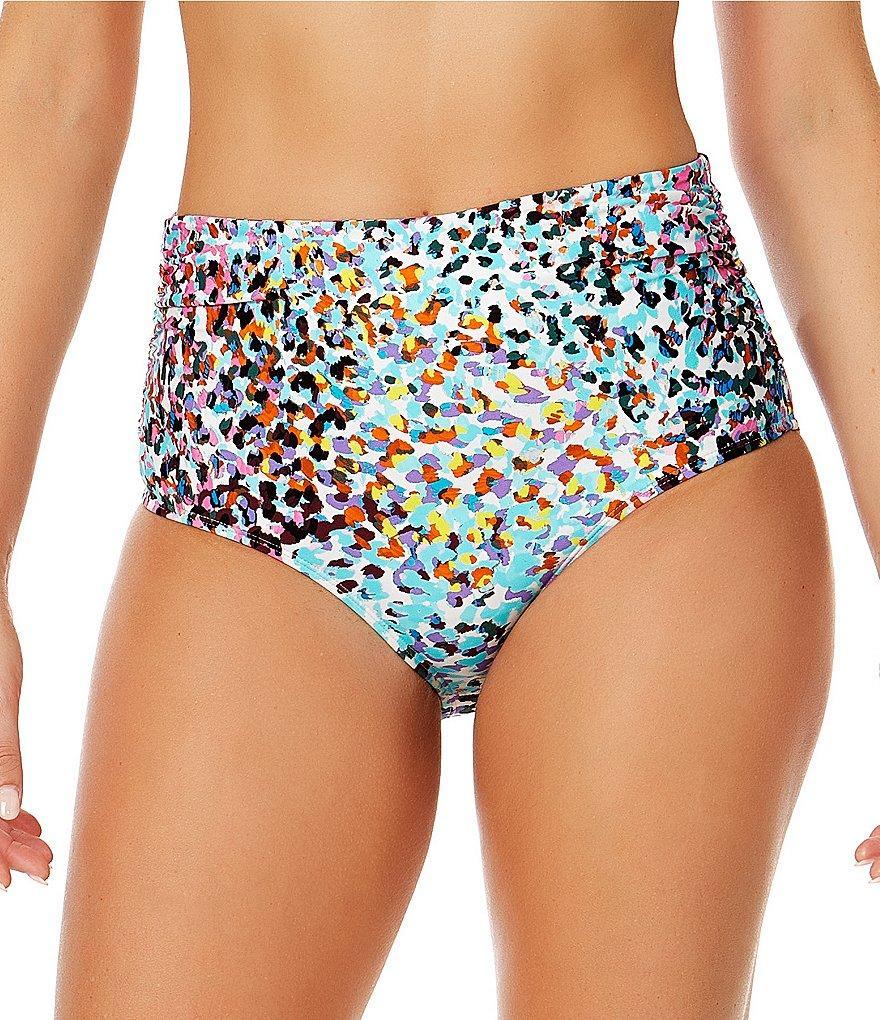 Anne Cole Sunset Dot Printed High Waist Shirred Swim Bottom Product Image