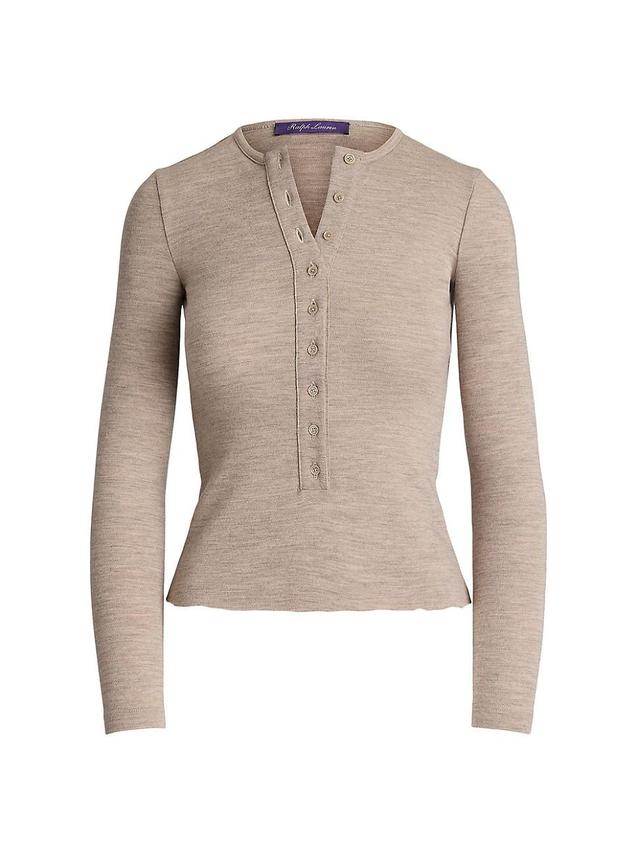 Womens Melange Wool Henley Shirt Product Image