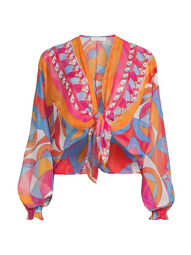 Womens Izora Printed Chiffon Cover-Up Top Product Image