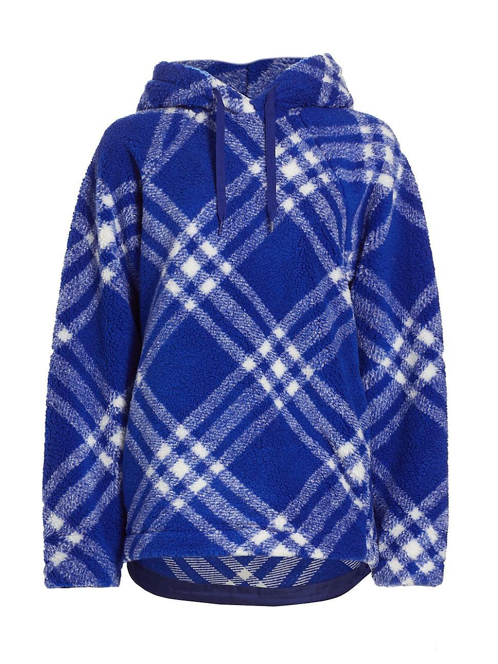 Womens Check Fleece Oversized Hoodie Product Image