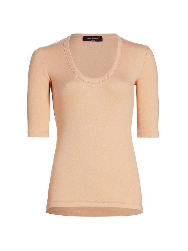 Womens Rib-Knit Jersey Short-Sleeve T-Shirt Product Image