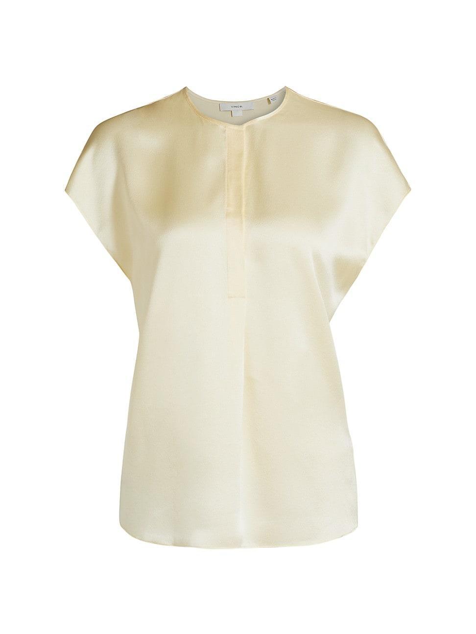 Womens Silk Cap-Sleeve Blouse Product Image