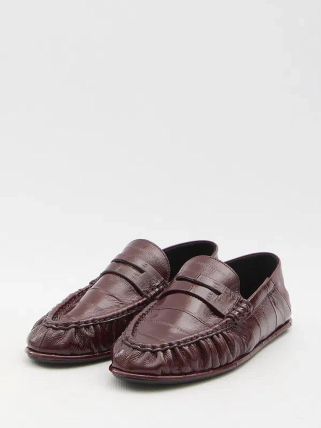 SAINT LAURENT Nappa Loafers In Bordeaux Product Image