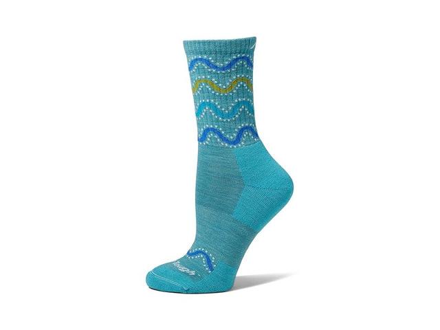 Darn Tough Vermont Wandering Stripe Micro Crew Lightweight with Cushion (Aqua) Women's Crew Cut Socks Shoes Product Image