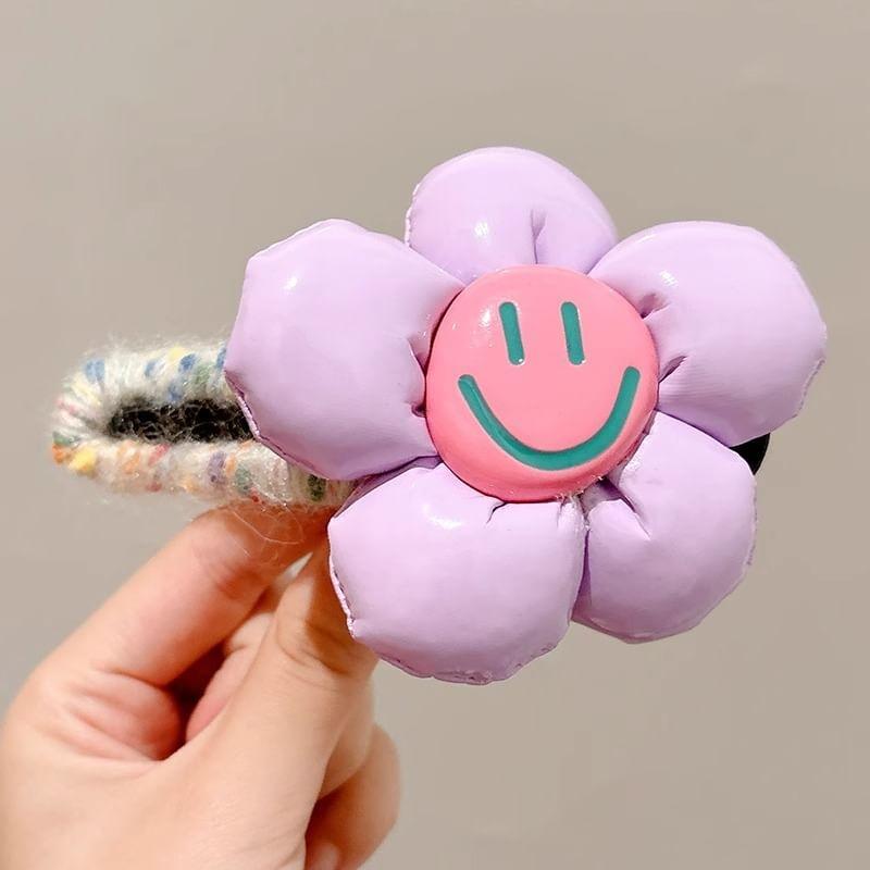 Smiley Floral Padded Yarn Hair Clip Product Image