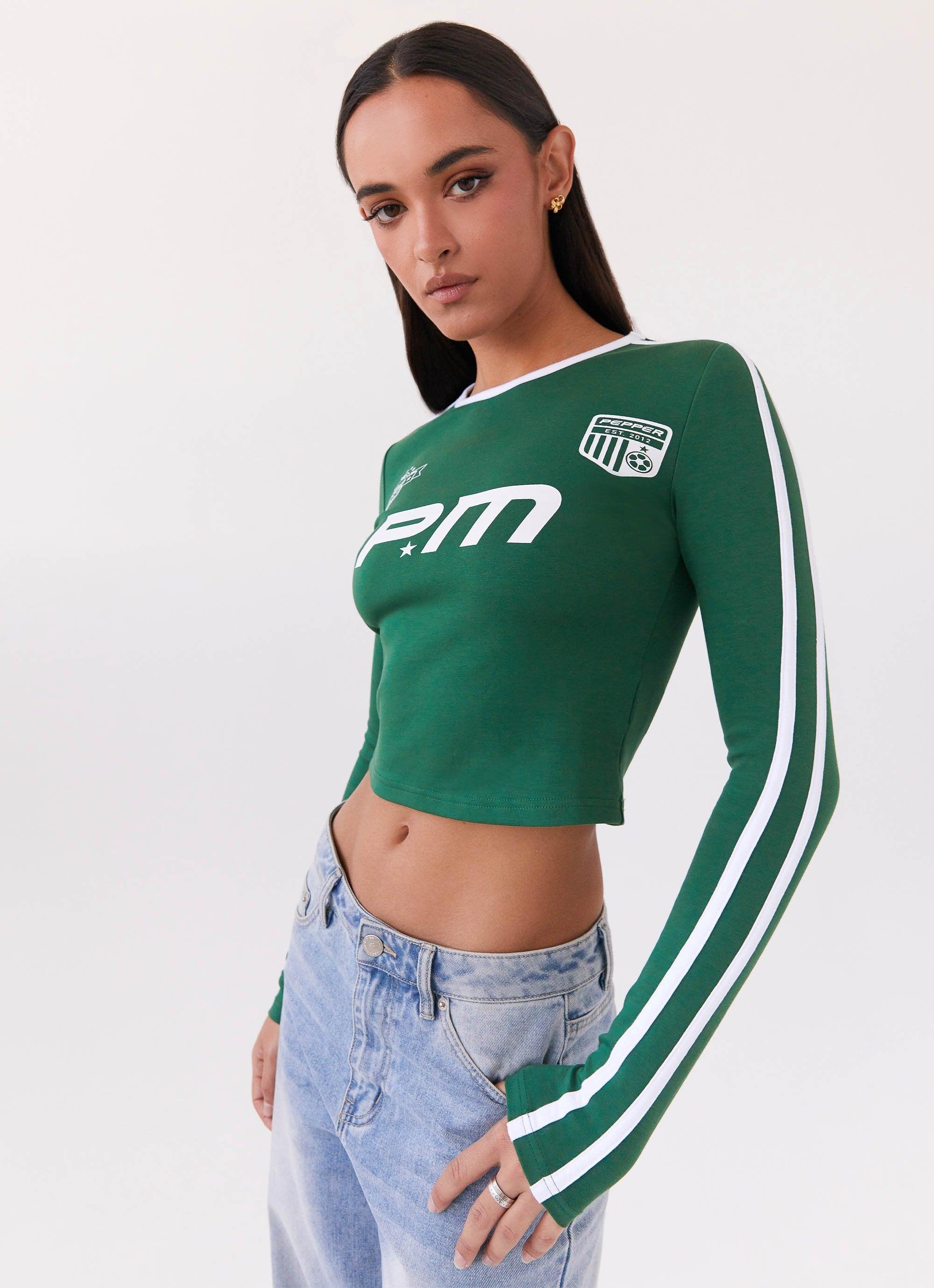 Touch Base Long Sleeve Top - Pine Green Product Image