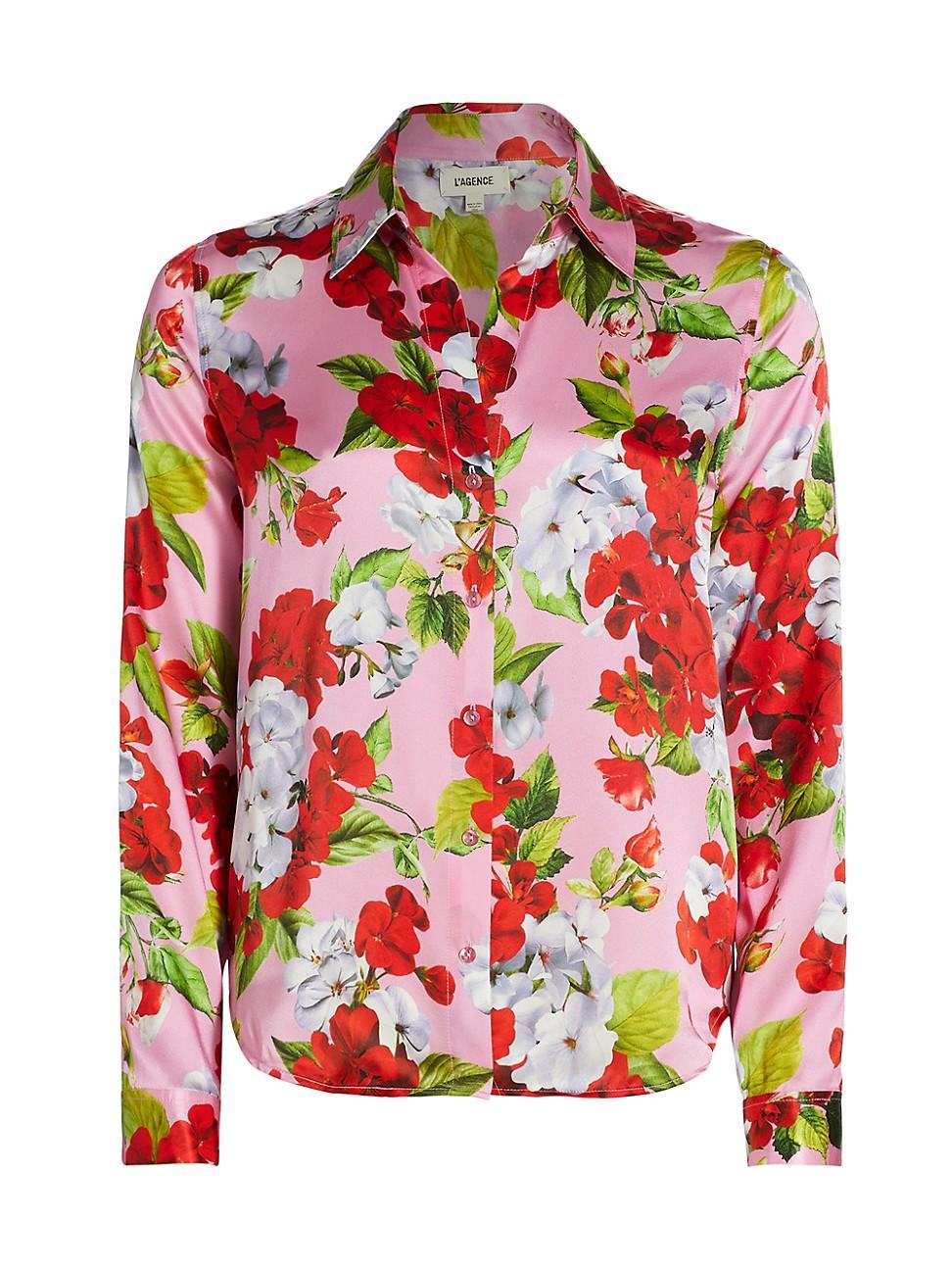 Womens Tyler Floral Silk Blouse Product Image