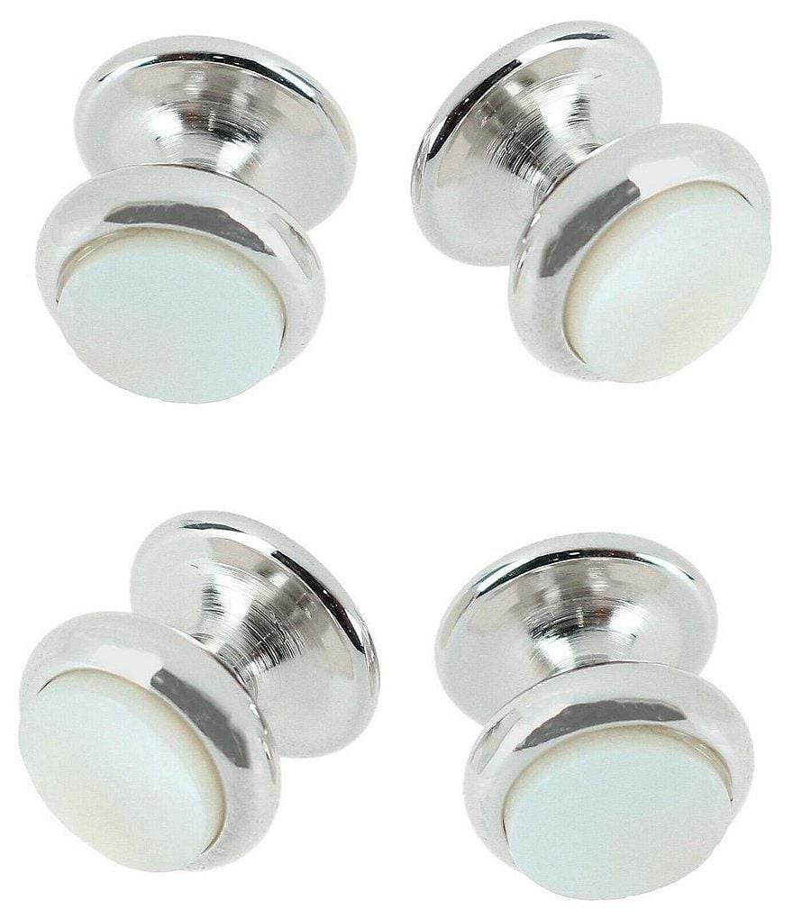 Trafalgar Sutton Mother Of Pearl Rhodium Tuxedo 4-Piece Stud Set Product Image