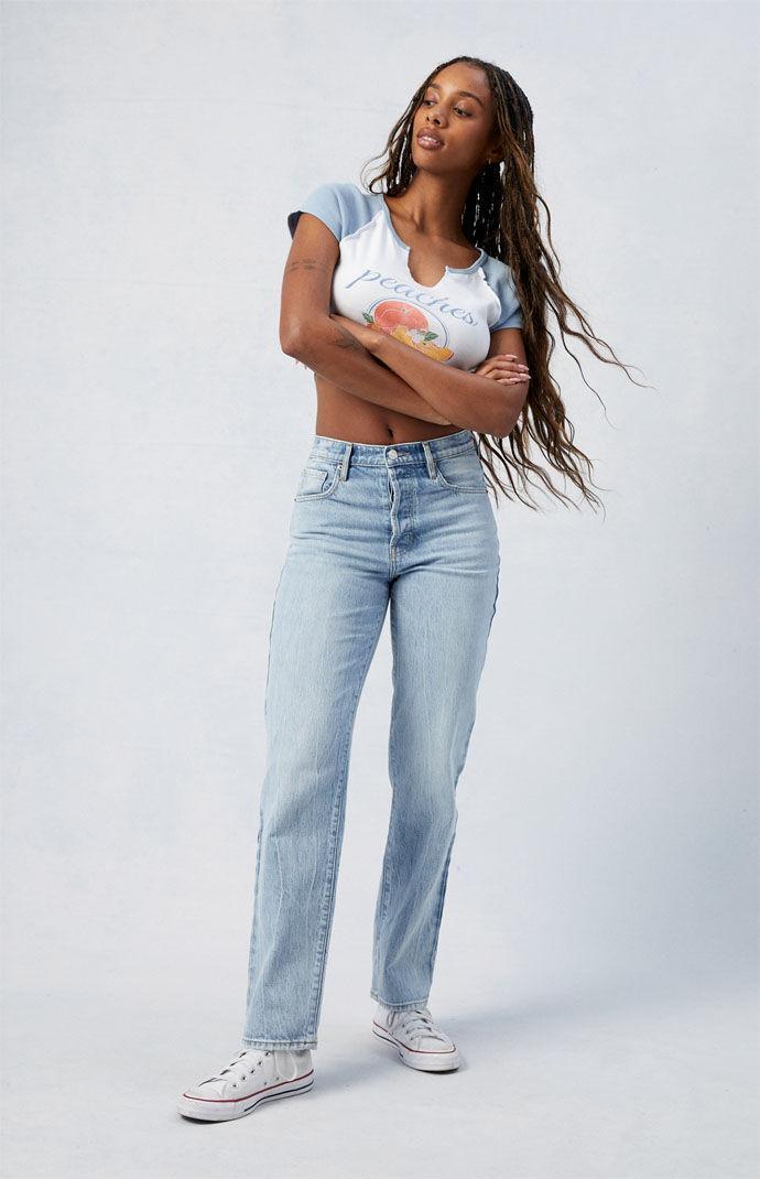 Women's Stretch Light Indigo Dad Jeans Product Image