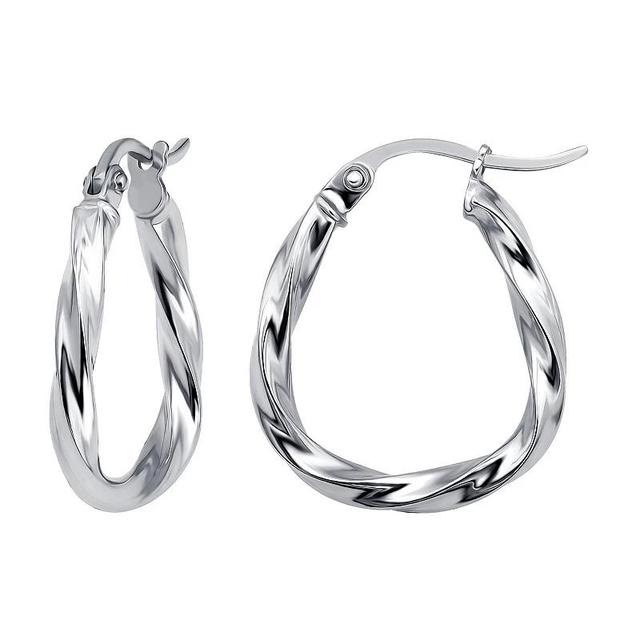 Aleure Precioso Sterling Silver 16 mm Oval Twisted Hoop Earrings, Womens Product Image